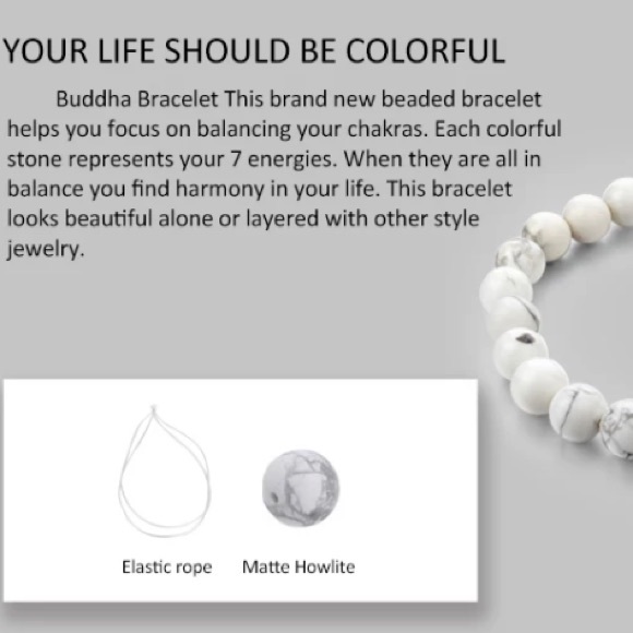 π Natural White Turquoise Beaded Bracelet - Picture 3 of 3